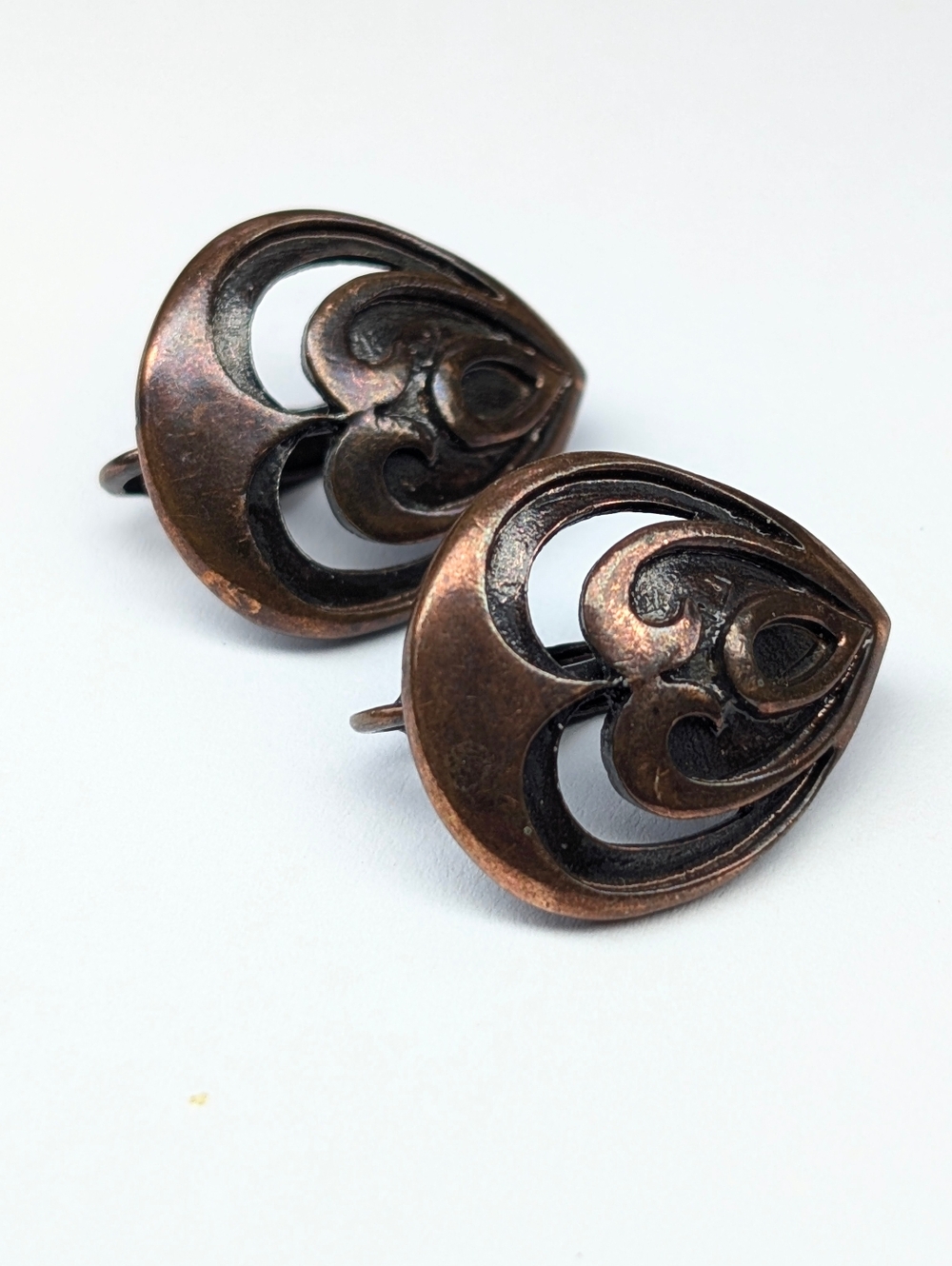 🩷 Vintage Copper Heart Clip On Earrings *4 For $20*